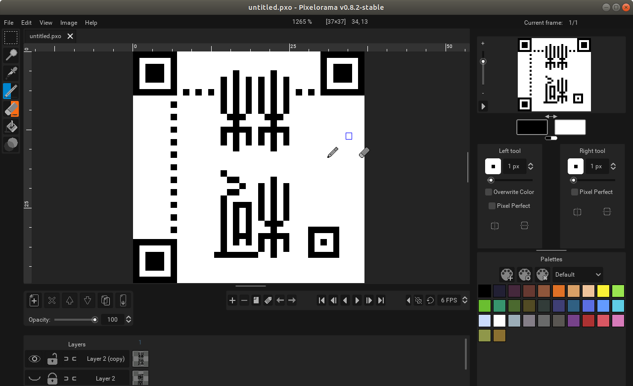 Here I am designing how my seal should look in a pixel editor